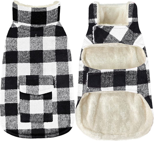 Malier Dog Winter Coat, Classic Plaid Fleece Dog Cold Weather Coats Dog Jacket with Pocket, Windprood Warm Dog Coat Vest Winter Pet Clothes Apparel for Small Medium Large Dogs (White, Small) Animals & Pet Supplies > Pet Supplies > Dog Supplies > Dog Apparel Malier White Medium 