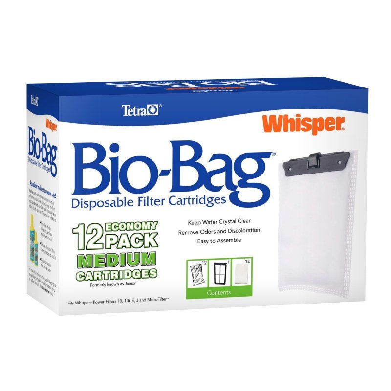 Tetra Whisper Bio-Bag Disposable Filter Cartridges for Aquariums, 12 Count, Medium, Unassembled Animals & Pet Supplies > Pet Supplies > Fish Supplies > Aquarium Filters Central Pet Distribution   