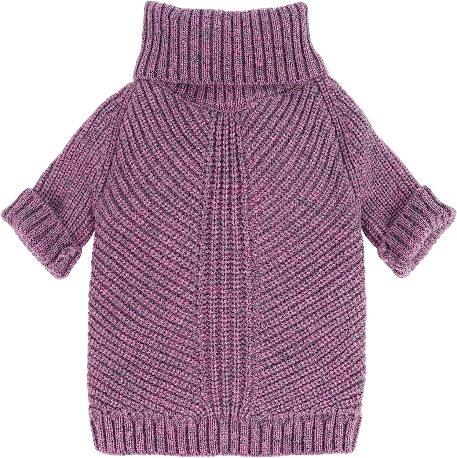 Fitwarm Dog Turtleneck Sweater, Thermal Knitted Pet Coat, Dog Winter Clothes for Small Dogs, Cat Apparel, Heather Grey, Small Animals & Pet Supplies > Pet Supplies > Dog Supplies > Dog Apparel Fitwarm Purple XL 