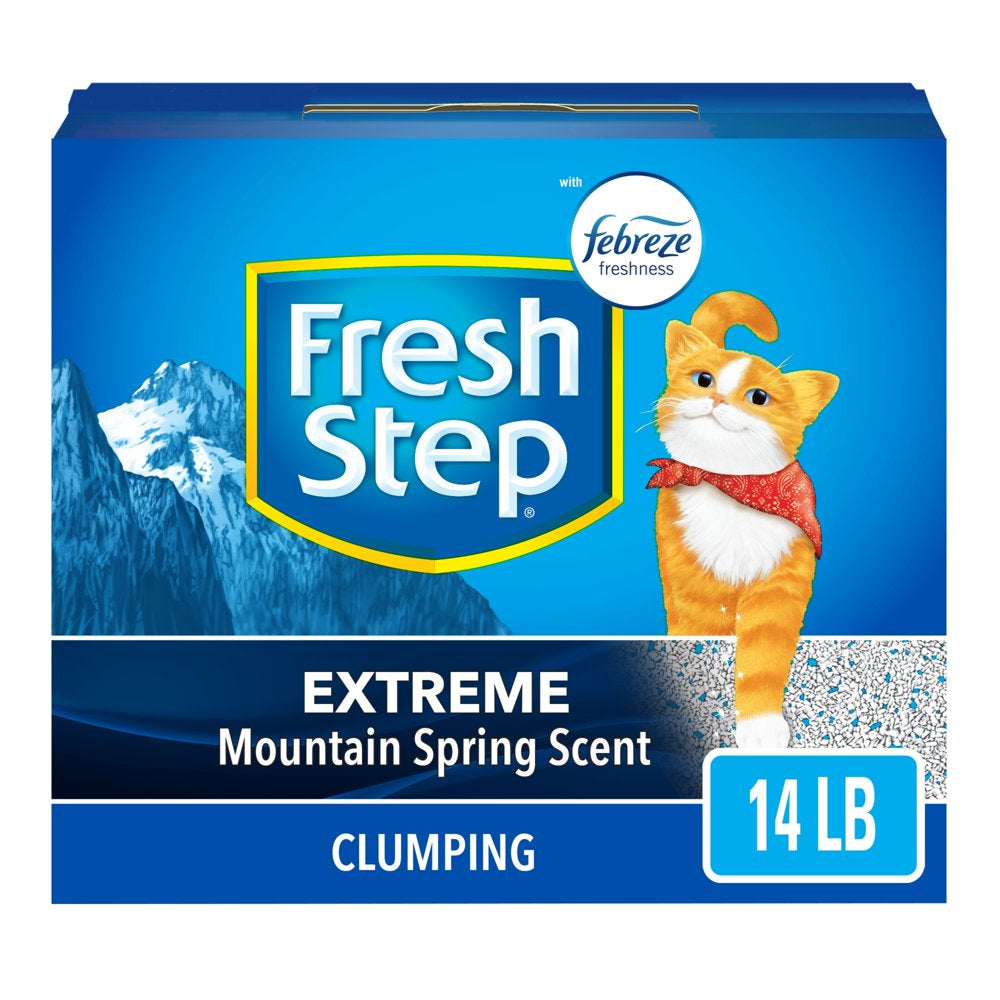 Fresh Step Extreme Scented Litter with the Power of Febreze, Clumping Cat Litter - Mountain Spring, 38 Lbs Animals & Pet Supplies > Pet Supplies > Cat Supplies > Cat Litter The Clorox Company 14 lbs  