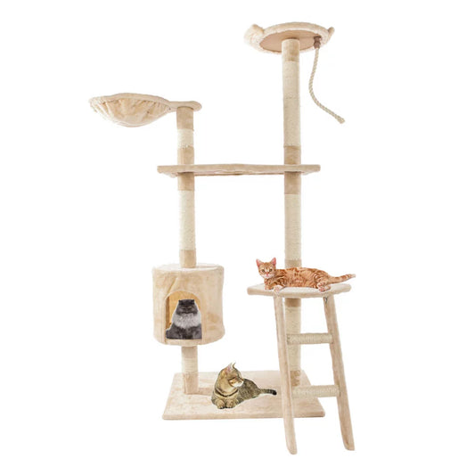 Nitouy 60" Cat Toys Tree Cat Activity Tree Climb Tower Play House Condo Furniture for Small and Medium Cat Beige Animals & Pet Supplies > Pet Supplies > Cat Supplies > Cat Furniture Nitouy   