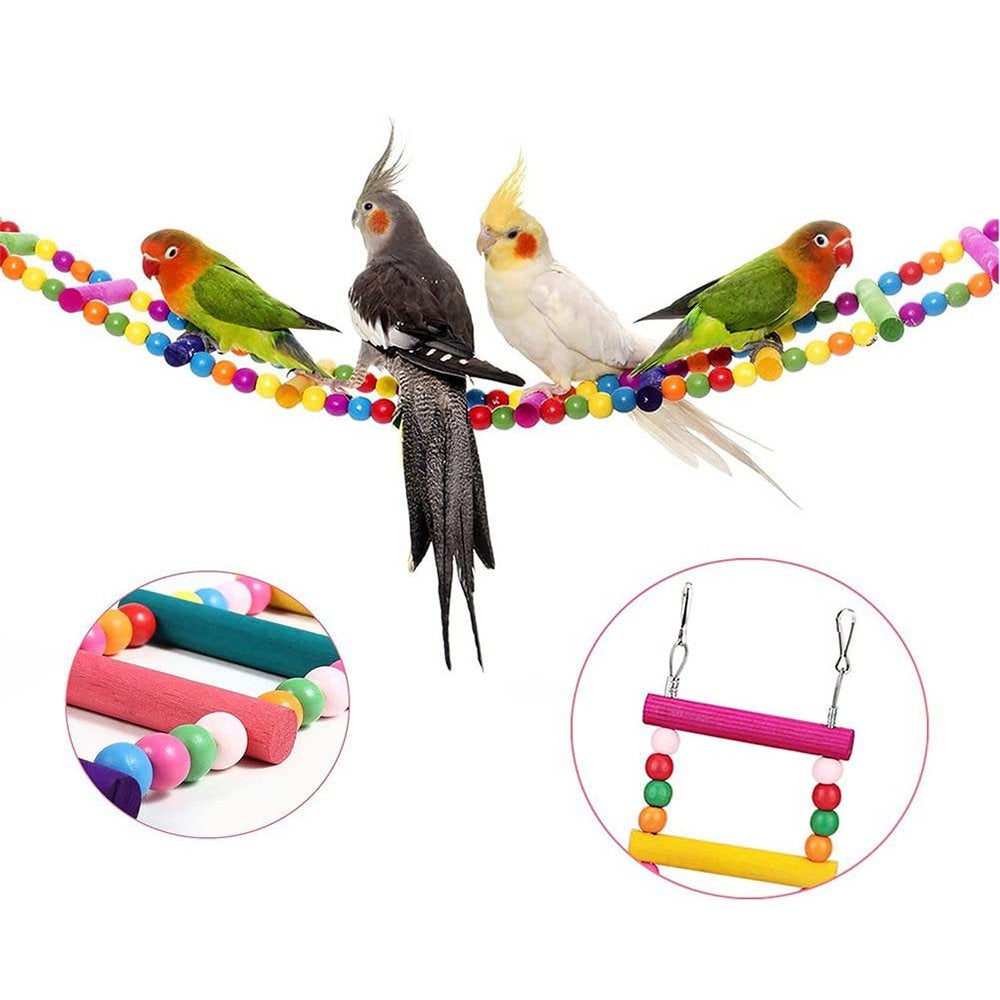 Bird Parrot Toys, Naturals Rope Colorful Step Ladder Swing Bridge for Pet Trainning Playing, Flexible Birds Cage Accessories Deco Animals & Pet Supplies > Pet Supplies > Bird Supplies > Bird Cage Accessories AUPERTO   