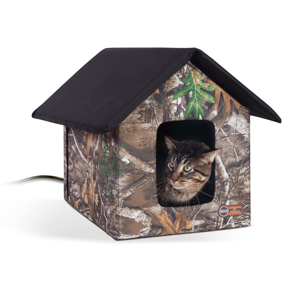 K&H Pet Products Outdoor Heated Kitty House Cat Shelter Olive/Black 19 X 22 X 17 Inches Animals & Pet Supplies > Pet Supplies > Dog Supplies > Dog Houses Central Garden and Pet Realtree Edge Camo  