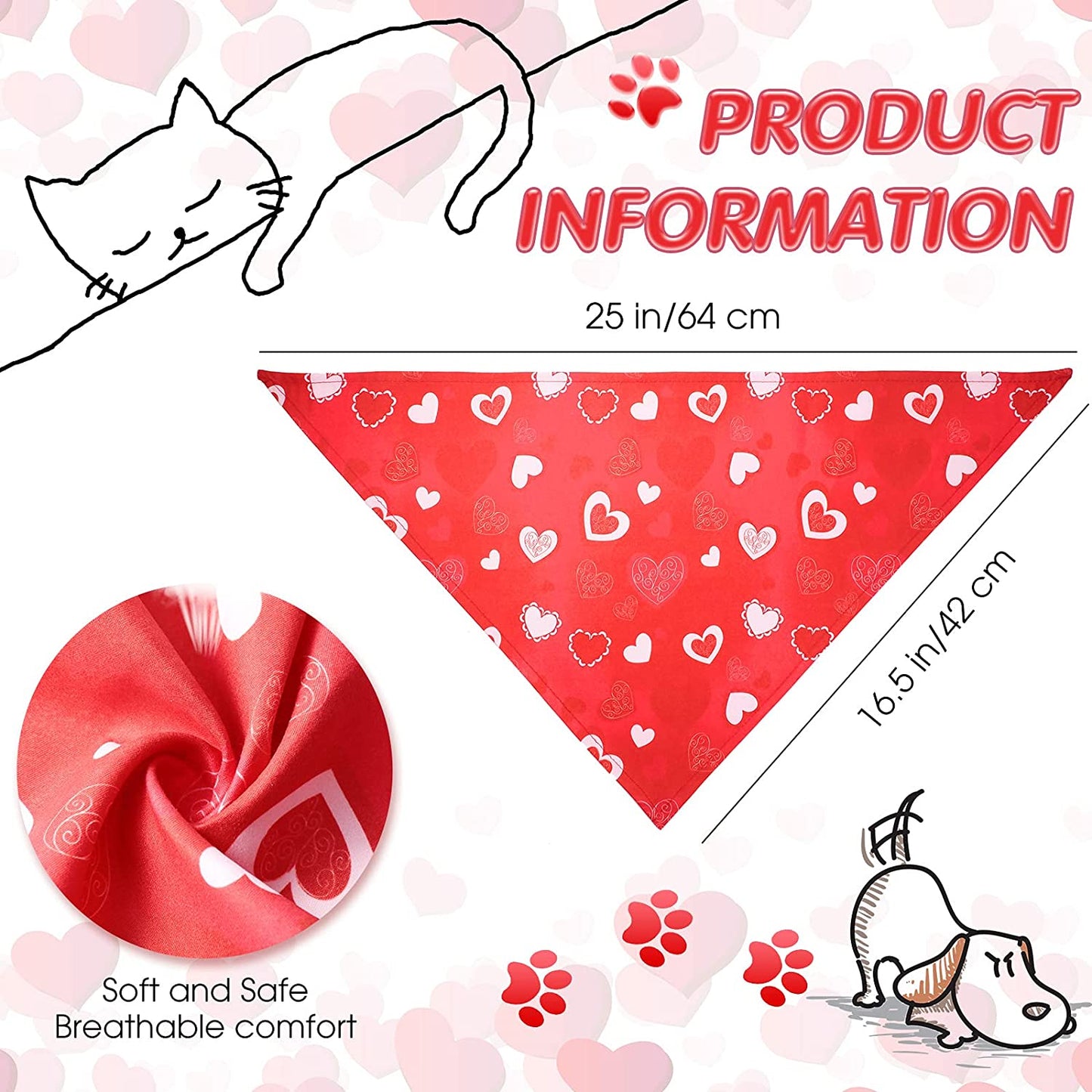 4 Pieces Valentine'S Day Dog Bandana Heart Dog Bandanas Washable Pet Neckerchief Square Dog Kerchief Dog Scarf Bibs for Dogs Cats Pets Festival Accessories Animals & Pet Supplies > Pet Supplies > Dog Supplies > Dog Apparel Syhood   