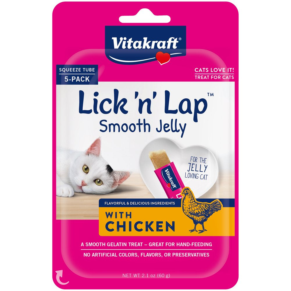 Vitakraft Lick 'N' Lap Smooth Jelly Cat Treat - Chicken Flavor, 20 Pack