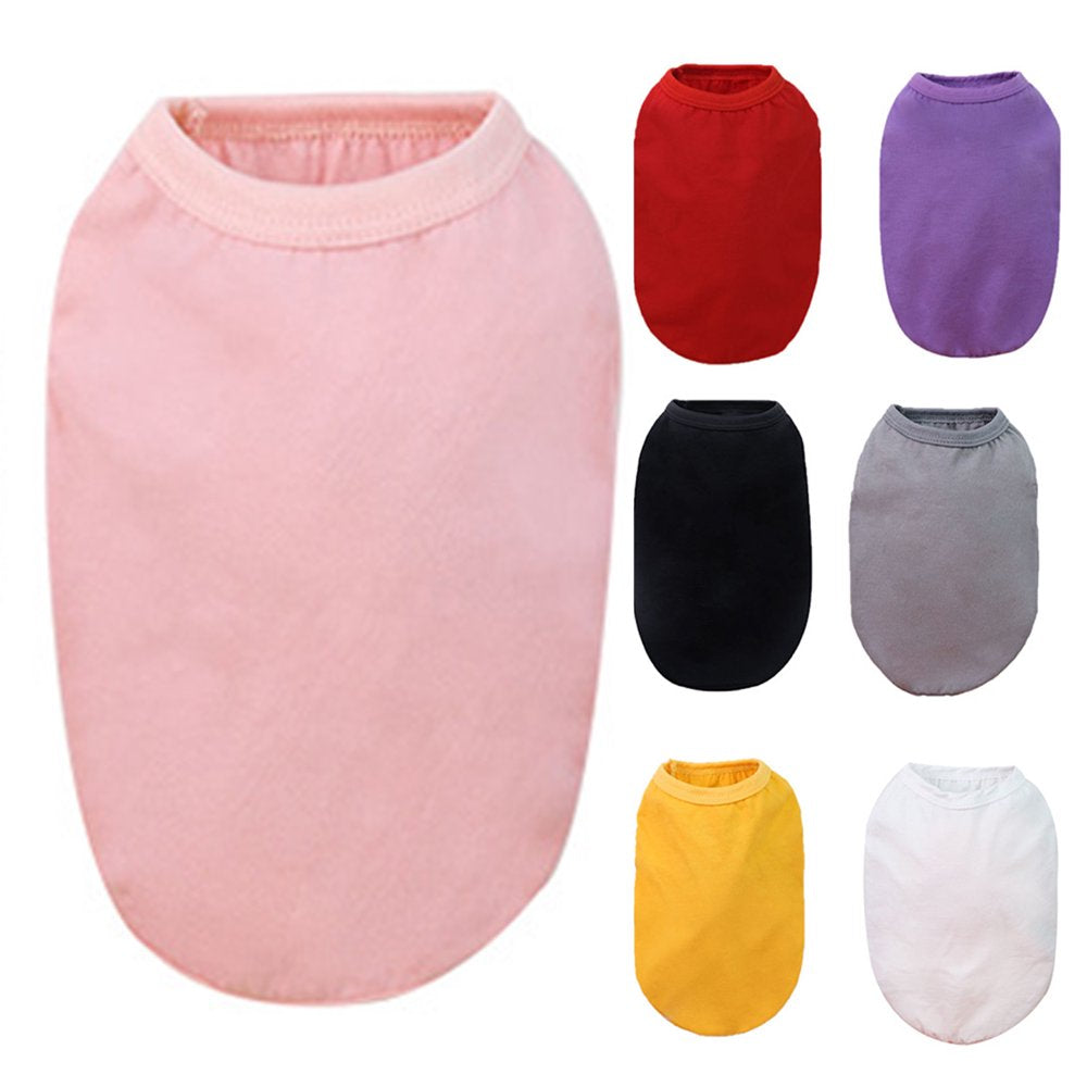 SPRING PARK Dog Blank Shirts Solid Color round Neck Dog T-Shirts Cotton Breathable and Soft Puppy Vest Summer Basic Dog Clothes Apparel for Most Pets Dogs Cats Animals & Pet Supplies > Pet Supplies > Cat Supplies > Cat Apparel SPRING PARK   