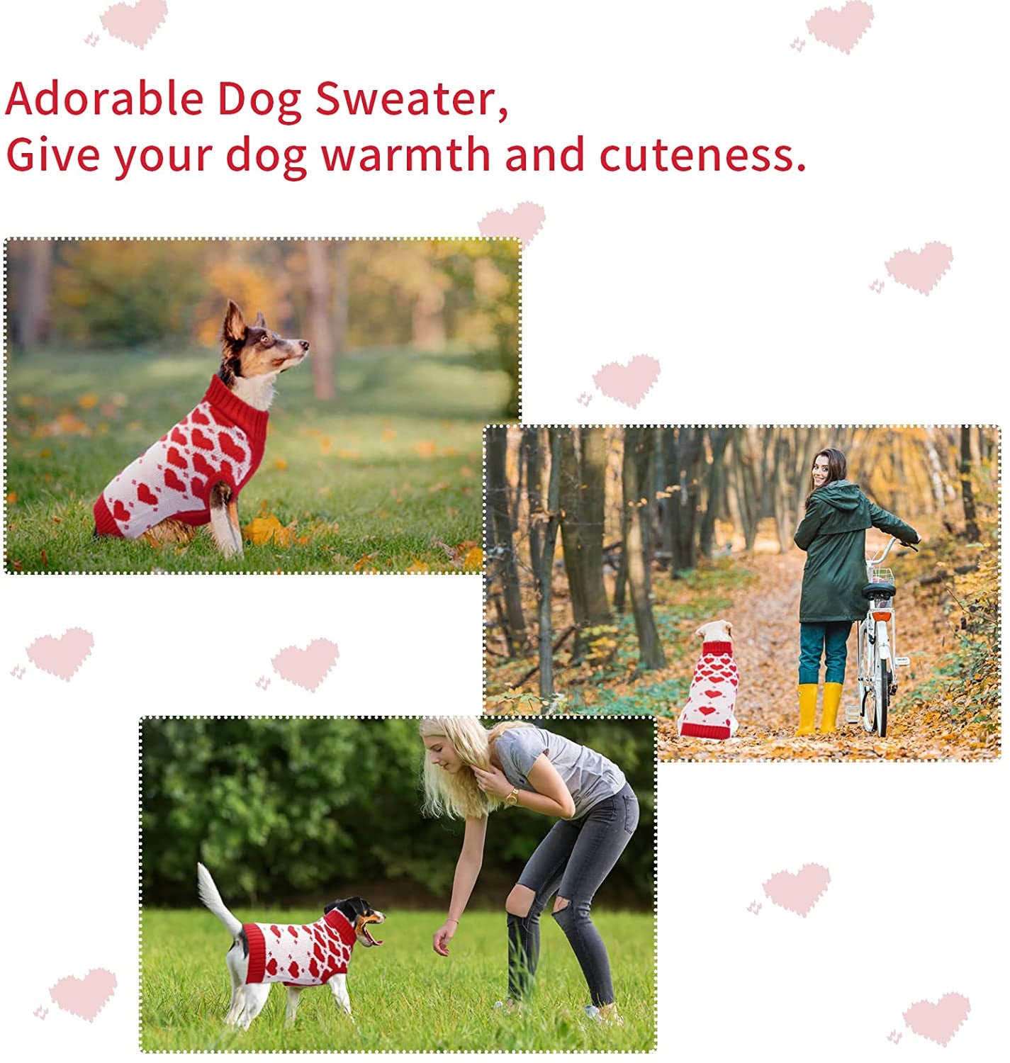 Dora Bridal Dog Sweater for Small Dogs-Love Heart Small Dog Sweater-Knitted Red Dog Sweater Cat Sweater-Pullover Christmas Sweaters for Dogs- Small Dog Sweaters for Girls-Cat Christmas Sweater-L Animals & Pet Supplies > Pet Supplies > Dog Supplies > Dog Apparel DORA BRIDAL   