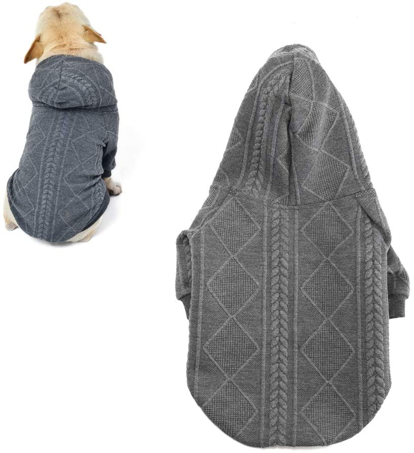 Meioro Dog Sweater Zipper Hooded Dog Cat Clothes Cute Pet Clothing Warm Hooded Winter Warm Puppy French Bulldog Pug (S, Pink) Animals & Pet Supplies > Pet Supplies > Dog Supplies > Dog Apparel meioro Grey Medium 