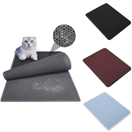 Walbest Cat Litter Mat, 11.81 X 11.81" Black Kitty Litter Mat, Cat Mat with Honeycomb Foldable Double Layer Litter Mat Design, Water & Urine Proof for Litter Boxes Animals & Pet Supplies > Pet Supplies > Cat Supplies > Cat Litter Box Mats Walbest 19.69"L x 15.75"W Blue 