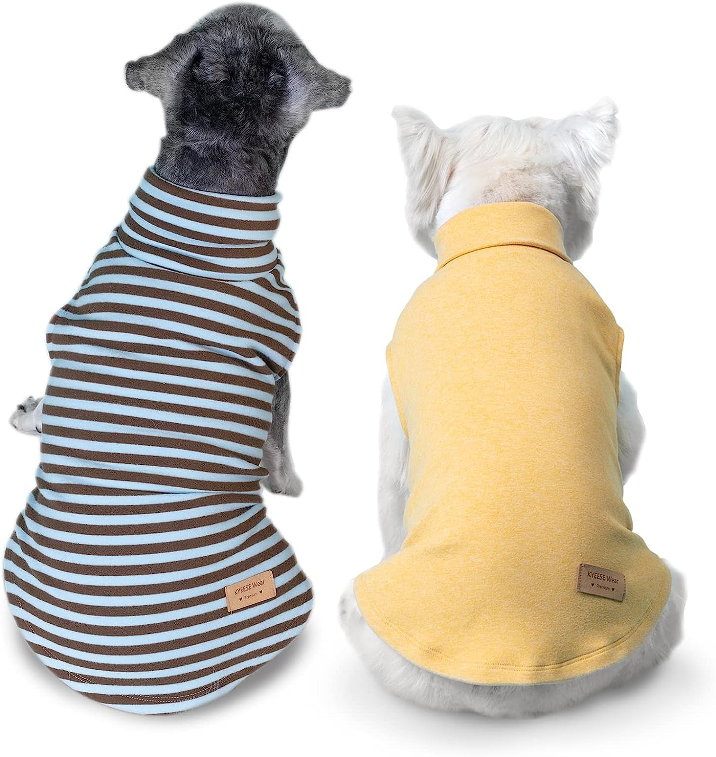 KYEESE 2Pack Dog Coat Turtleneck Stretchy Dog Sweater Super Soft Dog Cold Weather Coat for Small Dogs Puppy in Sleeveless Design, Purple,S Animals & Pet Supplies > Pet Supplies > Dog Supplies > Dog Apparel kyeese Stripe+Yellow X-Large (18-26lbs) 