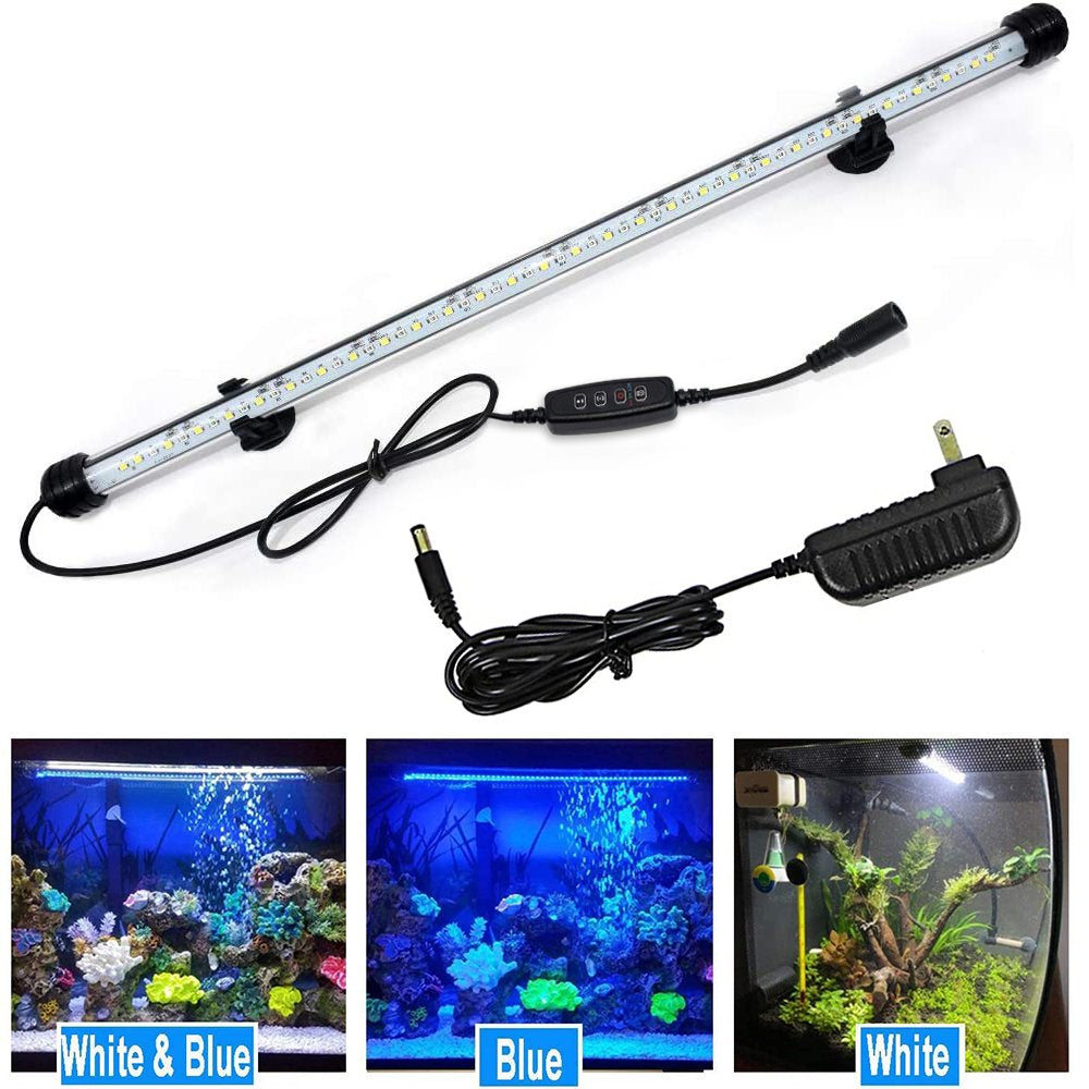 DONGPAI LED Aquarium Light, Submersible Fish Tank Light with Timer 3 Light Modes Dimmable White & Blue LED Light Bar Stick Animals & Pet Supplies > Pet Supplies > Fish Supplies > Aquarium Lighting DONGPAI 18.9inch 57LEDs  