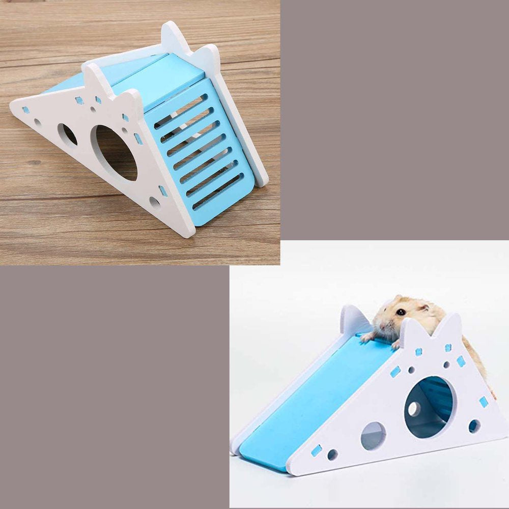Hamster Hideout,Cute Hamster Exercise Toy Wooden Hamster House with Ladder Slide for Guinea Pig Hamster Cage Accessories,Small Animal Habitat Sleeping Nest
