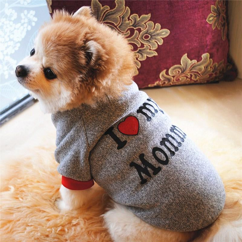 Dog Clothes Pet Autumn Winter Warm Lining Fleece Cute Sweet I Love My Mommy & Daddy Design Outfit Apparel for Small Dogs Cats Pug Yorkshire Chihuahua Pet Clothing Animals & Pet Supplies > Pet Supplies > Dog Supplies > Dog Apparel Keimprove   