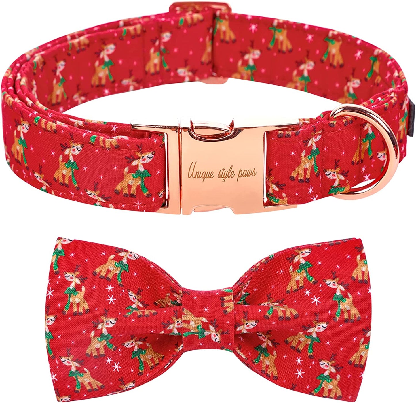 Unique Style Paws Plaid Dog Collar with Bow Pet Gift Adjustable Soft and Comfy Bowtie Collars for Small Medium Large Dogs Animals & Pet Supplies > Pet Supplies > Dog Supplies > Dog Apparel Unique style paws Winter X-Large (Pack of 1) 