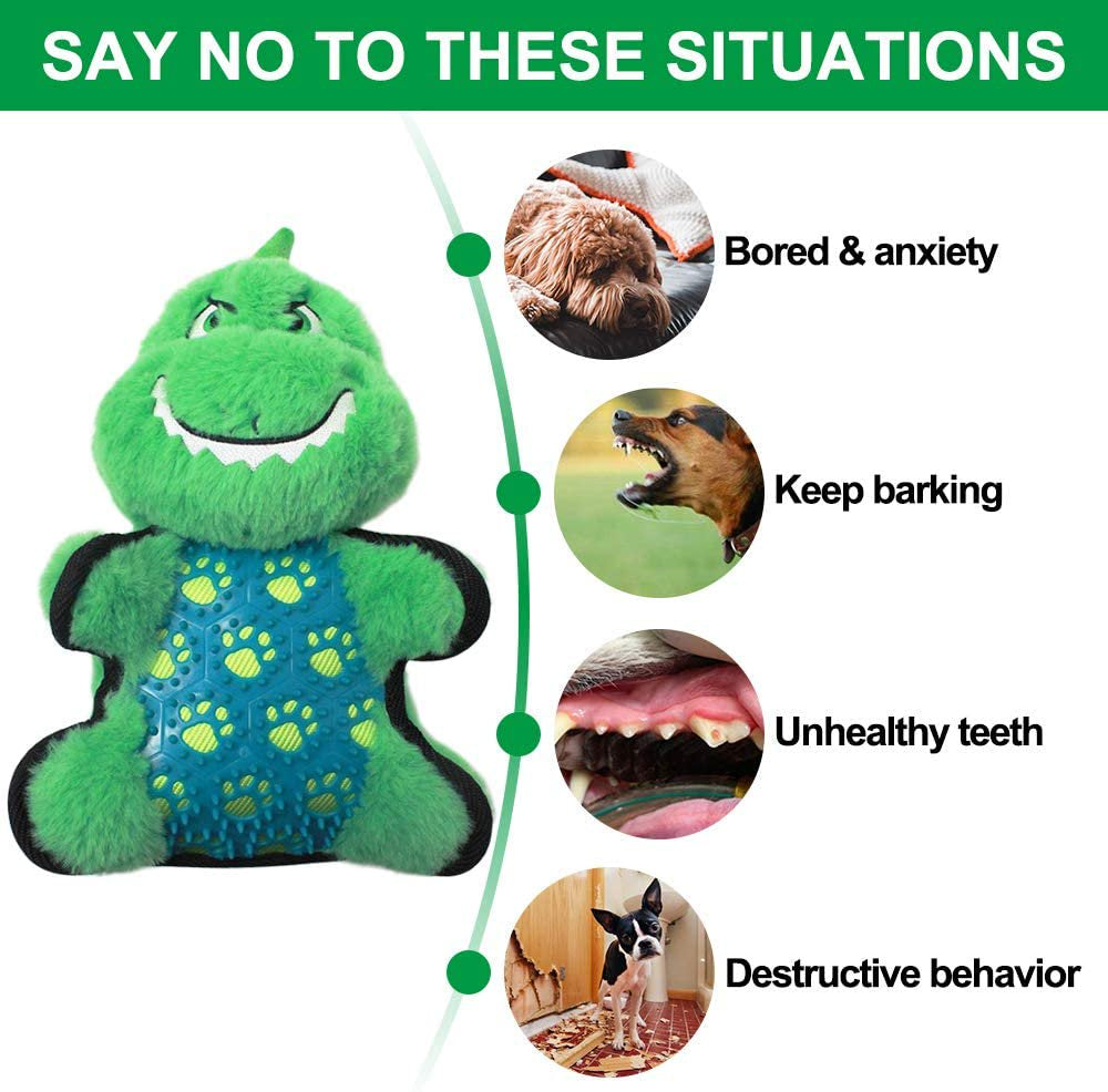 Metaku Durable Chew Toy for Dog - Dogs Puppy Teething Interactive Play Toy （Dinosaur Shape）
