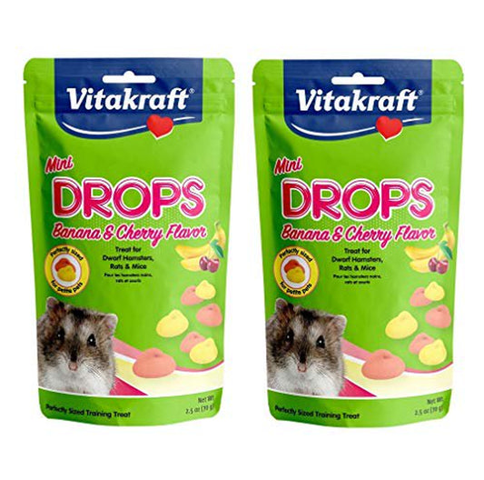 Vitakraft 2 Pack of Mini Drops Treats, 2.5 Ounces Each, Banana and Cherry Flavor, for Dwarf Hamsters Rats and Mice Animals & Pet Supplies > Pet Supplies > Small Animal Supplies > Small Animal Treats Vitakraft   
