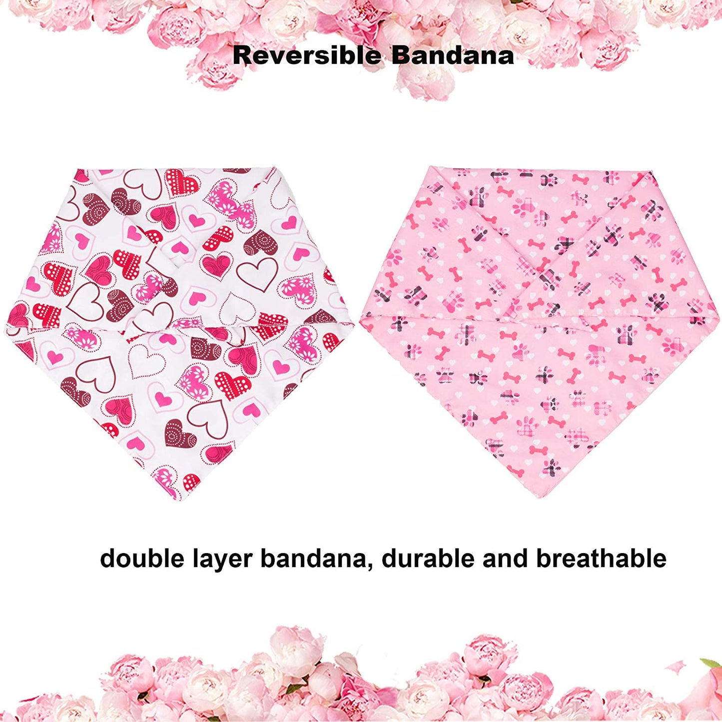 ADOGGYGO Valentine'S Day Dog Bandana Adjustable Reversible Triangle Dog Scarf Pet Bandana for Small Medium Large Dogs Cats Pets Animals & Pet Supplies > Pet Supplies > Dog Supplies > Dog Apparel ADOGGYGO   