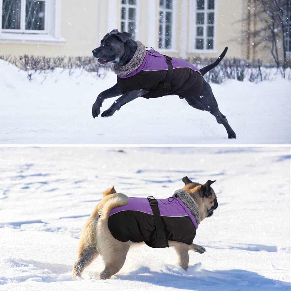 ROZKITCH Winter Warm Dog Coat Windproof Cozy Dog Jacket Cold Weather Thick Fleece Vest Water Repellent Apparel with Harness/Leash Hole & Reflective for Outdoor Small Medium Large Dogs Animals & Pet Supplies > Pet Supplies > Dog Supplies > Dog Apparel ROZKITCH   