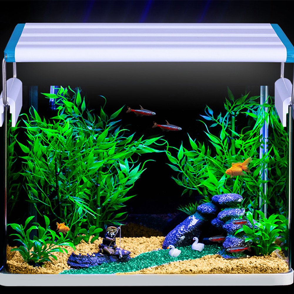 Aquarium LED Light 38Cm/14.96In Fish Tank Light 5.12In Extendable Brackets White Blue Leds for Freshwater Planted Tanks Animals & Pet Supplies > Pet Supplies > Fish Supplies > Aquarium Lighting Lixada   