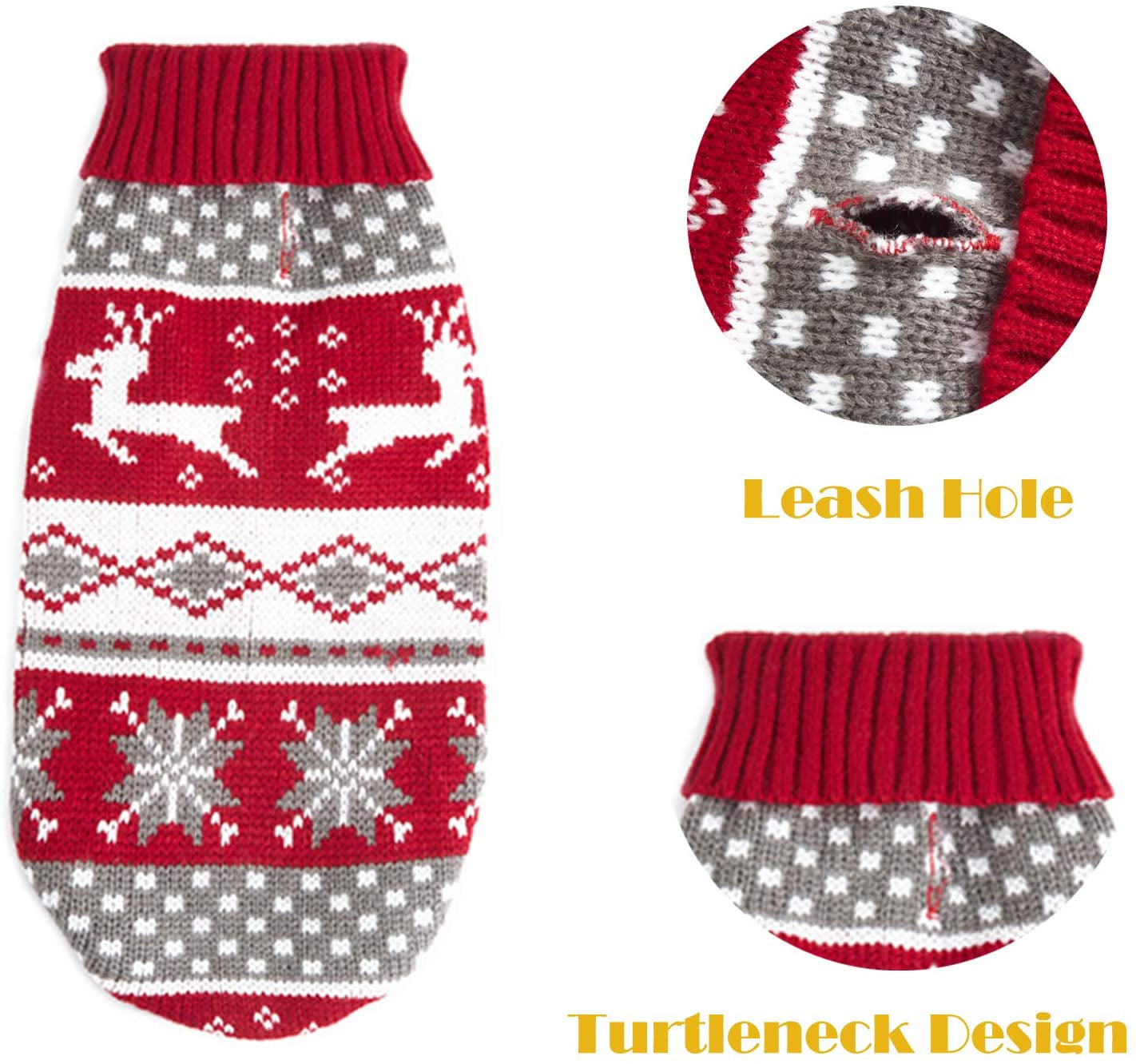 ZIFEIPET Dog Christmas Sweater Cute Reindeer Snowflake Knit Sweater Pet Holiday Cloth Soft Warm Turtleneck Knitwear for Large Dogs Animals & Pet Supplies > Pet Supplies > Dog Supplies > Dog Apparel JIACHONG   