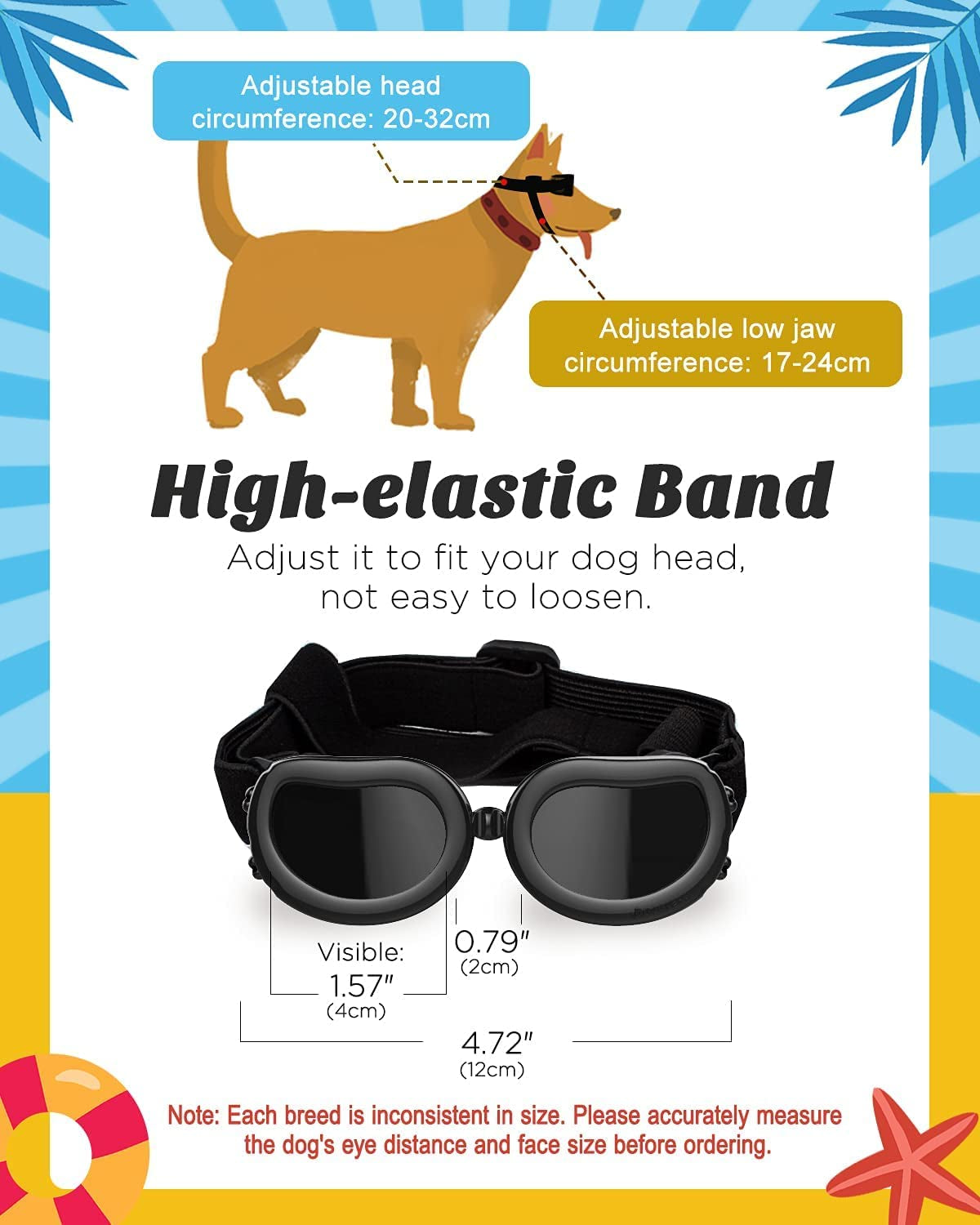 Lewondr Dog Sunglasses Small Breed Dogs Goggles UV Protection,Goggles for Small Dogs Eye Wear Protection with Adjustable Strap Windproof Anti-Fog Sunglasses for Small Dogs Doggy Doggie Glasses,Black Animals & Pet Supplies > Pet Supplies > Dog Supplies > Dog Apparel Lewondr   