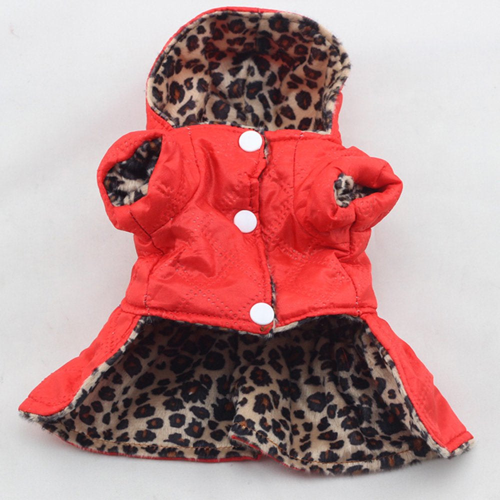 Puppy Stylish Leopard Print Coat Pet Dog Clothes Warm Jacket Pullover Small Doggie Cat Apparel Animals & Pet Supplies > Pet Supplies > Cat Supplies > Cat Apparel Mancro   