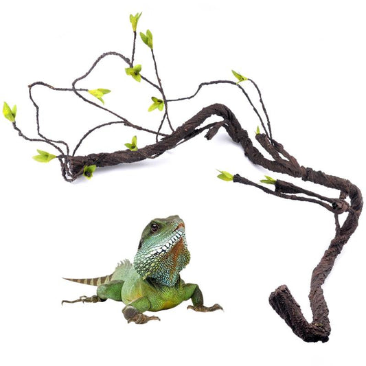 OOKWE Jungle Vines Branches Flexible Pet Habitat Decor Accessories Reptile Leave Plastic Climbing Plants for Frogs Turtles