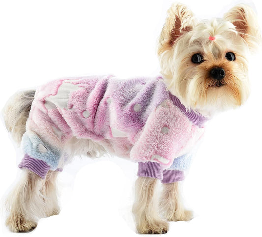 Sebaoyu Dog Pajamas for Small Dogs, Glow in Dark Tie Dye Unicorn Dog Sweater, Super Soft Tiny Dog Clothes Outfits Dog Cold Weather Coat Pet Puppy Cat Clothing (X-Small, Color) Animals & Pet Supplies > Pet Supplies > Dog Supplies > Dog Apparel Sebaoyu color X-Small 