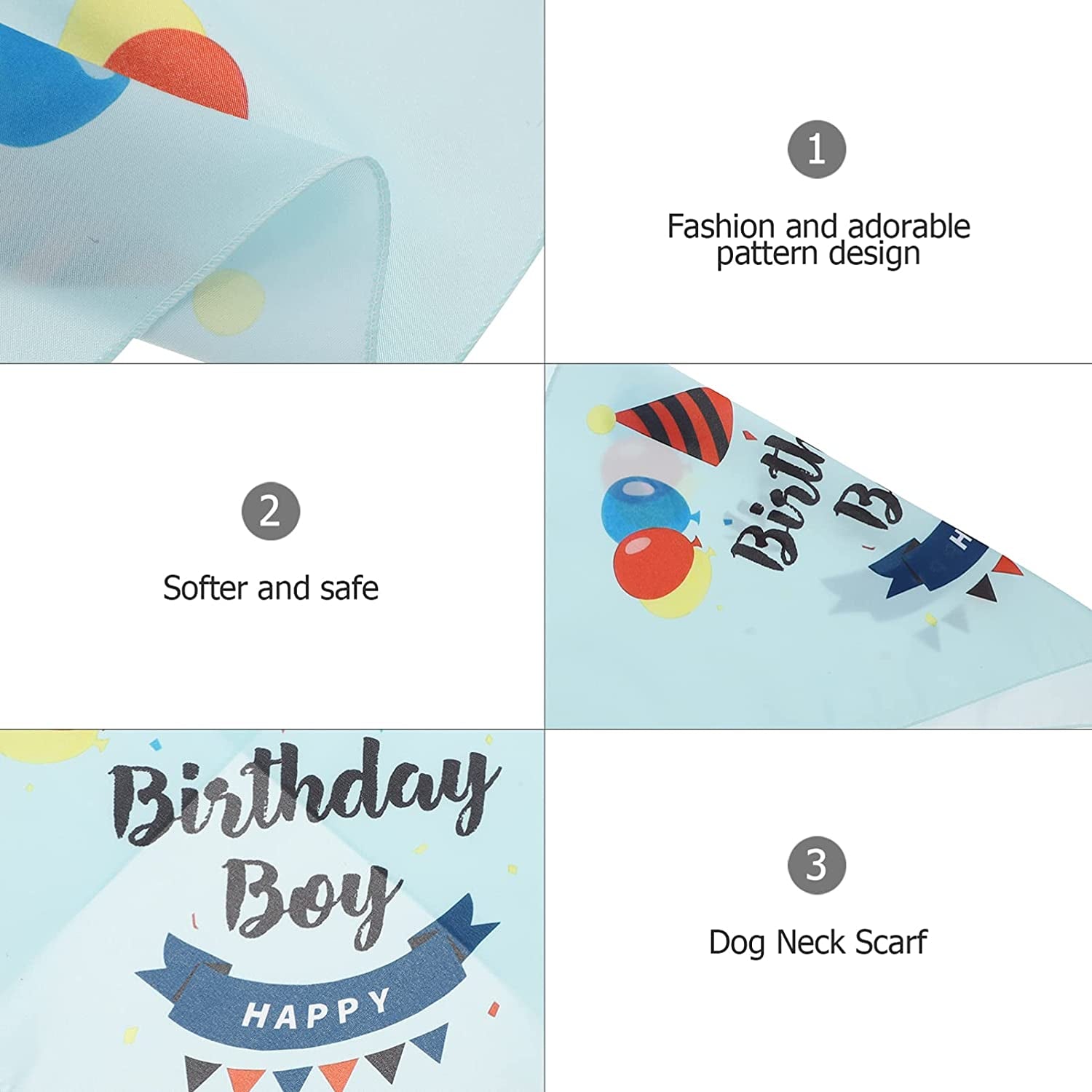 POPETPOP 2Pcs Dog Birthday Bandana Classic Plaid Pet Scarf Triangle Bibs Stylish Dog Saliva Towels Creative Printing Dog Bibs