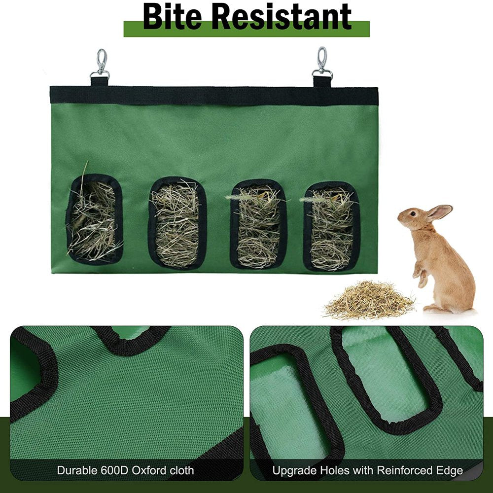 Ssawcasa 2PCS Rabbit Hay Feeder Bag,Hanging Guinea Pig Bunny Hay Bag with 4 Holes,Hanging Sack for Small Animals Feeding Supply (Green) Animals & Pet Supplies > Pet Supplies > Small Animal Supplies > Small Animal Food SSAWcasa   