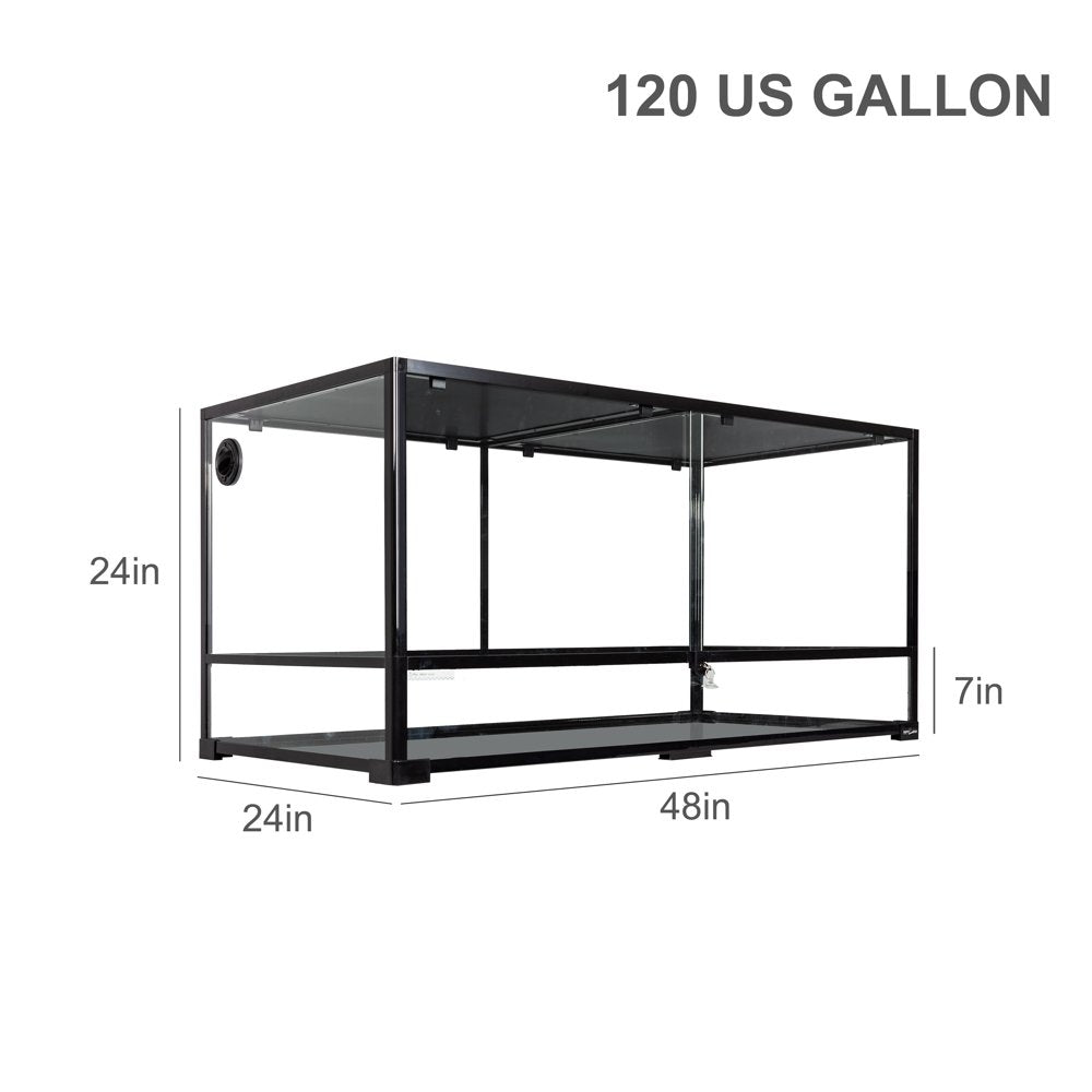 REPTIZOO Large Reptile Glass Terrarium, Tall Extra - Long 48" L X 24" D X 24" H Reptile Terrarium Tank 120 Gallon with Sliding Door and Screen Ventilation, Full View Reptile Enclosure, Easy Assembly Animals & Pet Supplies > Pet Supplies > Small Animal Supplies > Small Animal Habitat Accessories Etan Pet Supplies Inc.   