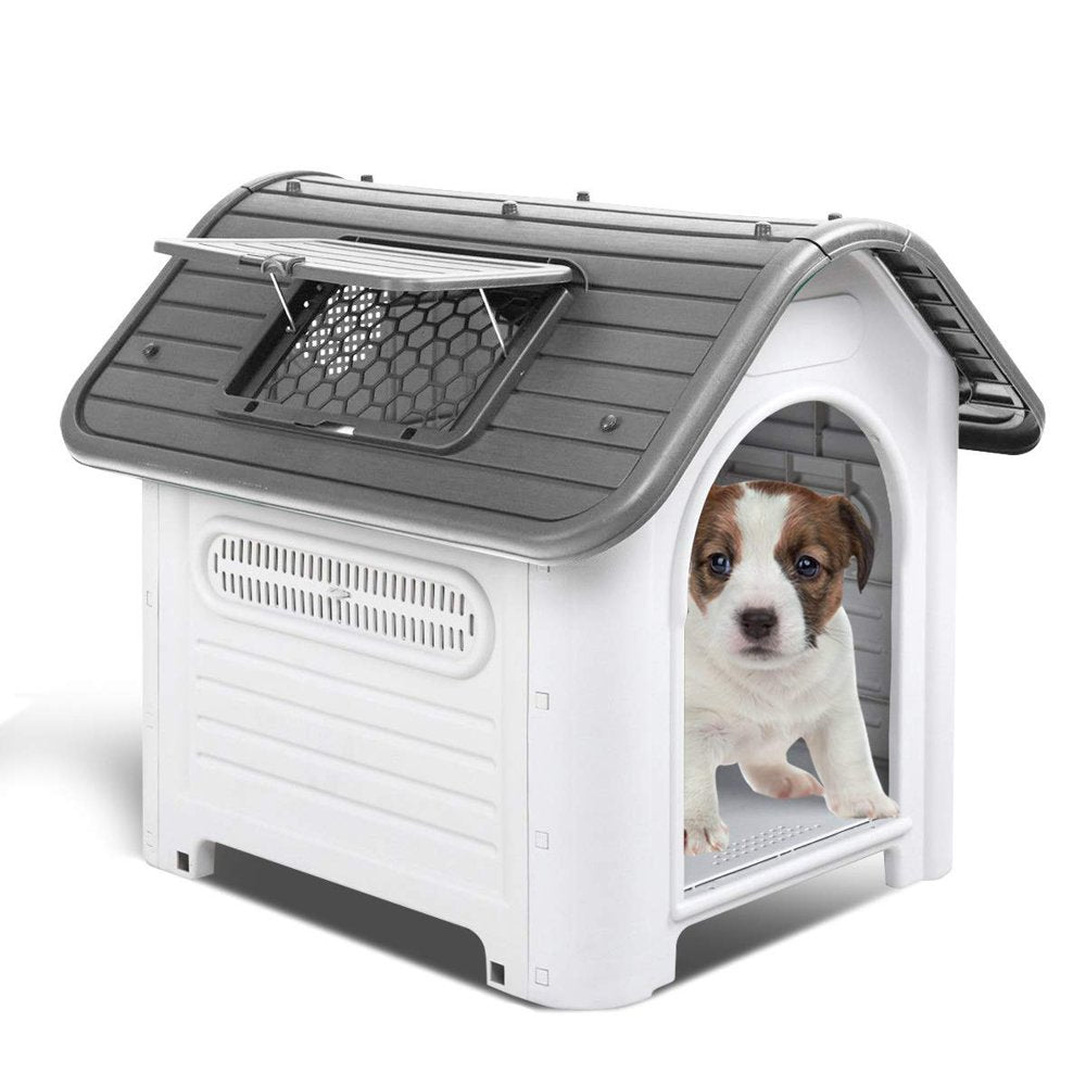 Magshion Plastic Pet Kennel House, up to 40 Lbs Size, 30" H Waterproof, Skylight Grey Animals & Pet Supplies > Pet Supplies > Dog Supplies > Dog Houses Magshion Gray  