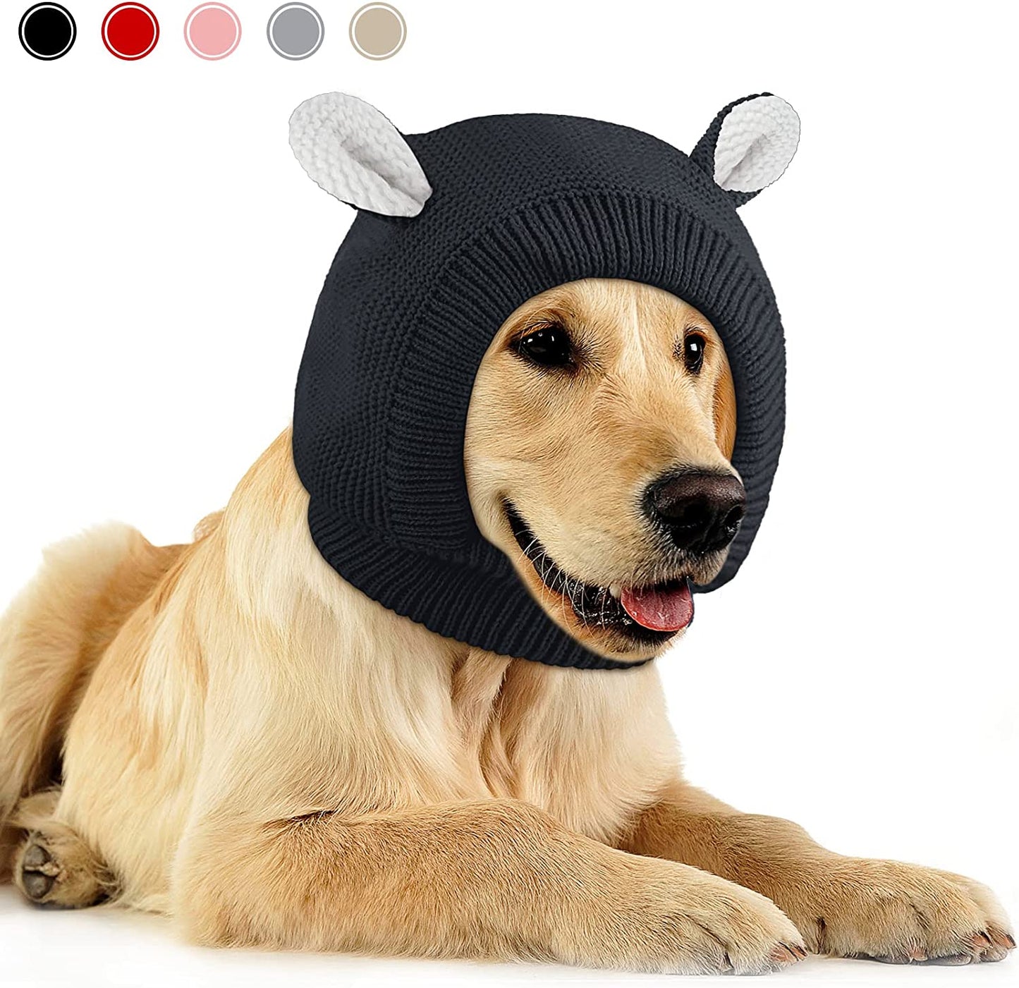 Quiet Ears for Dogs, Dog Ear Muffs Noise Protection Knitted Dog Hats Pet Ears Warm Dog Ear Cover Winter Hat Dog Snood Head Wrap Bunny Costume for Medium to Large Dogs Cats Pets (Yellow) Animals & Pet Supplies > Pet Supplies > Dog Supplies > Dog Apparel Frienda Black  
