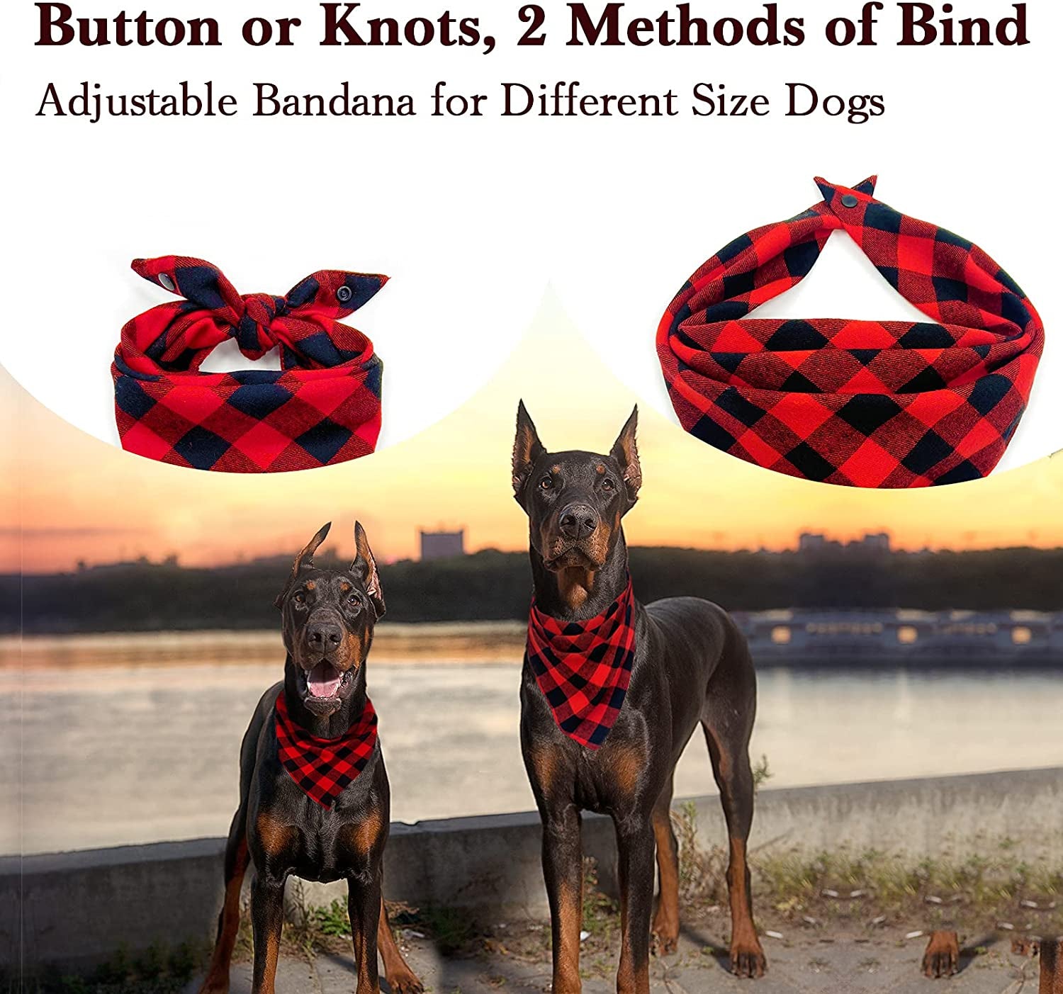 Christmas Plaid Dog Bandana with Button, Birthday Dual Layer Scarf Soft Cotton Triangle Bib Girls and Boys Kerchief Adjustable Accessories for Small Medium Large Extra Large Dog Puppy Pet Cat Animals & Pet Supplies > Pet Supplies > Dog Supplies > Dog Apparel C.C Xavier   