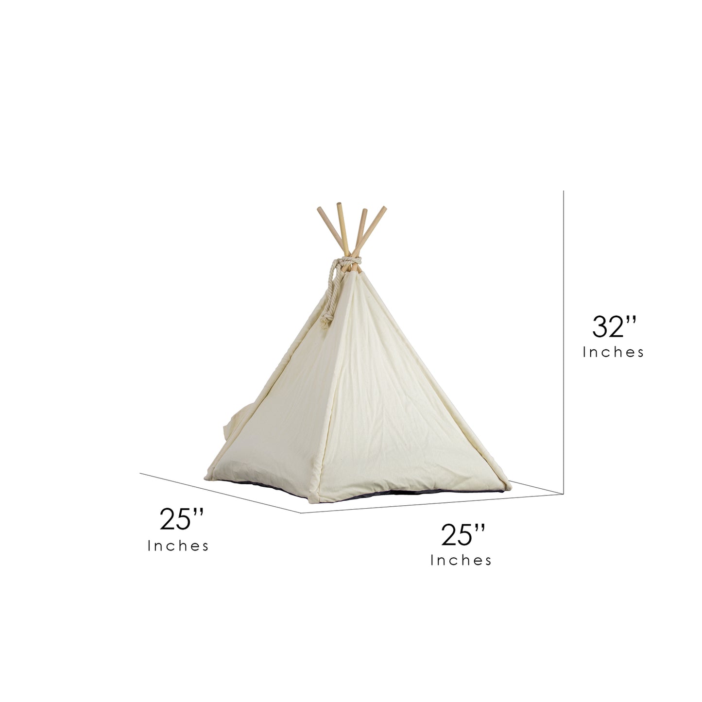 American Art Decor Pet Teepee Portable Dog & Cat Bed with Cushion - Beige