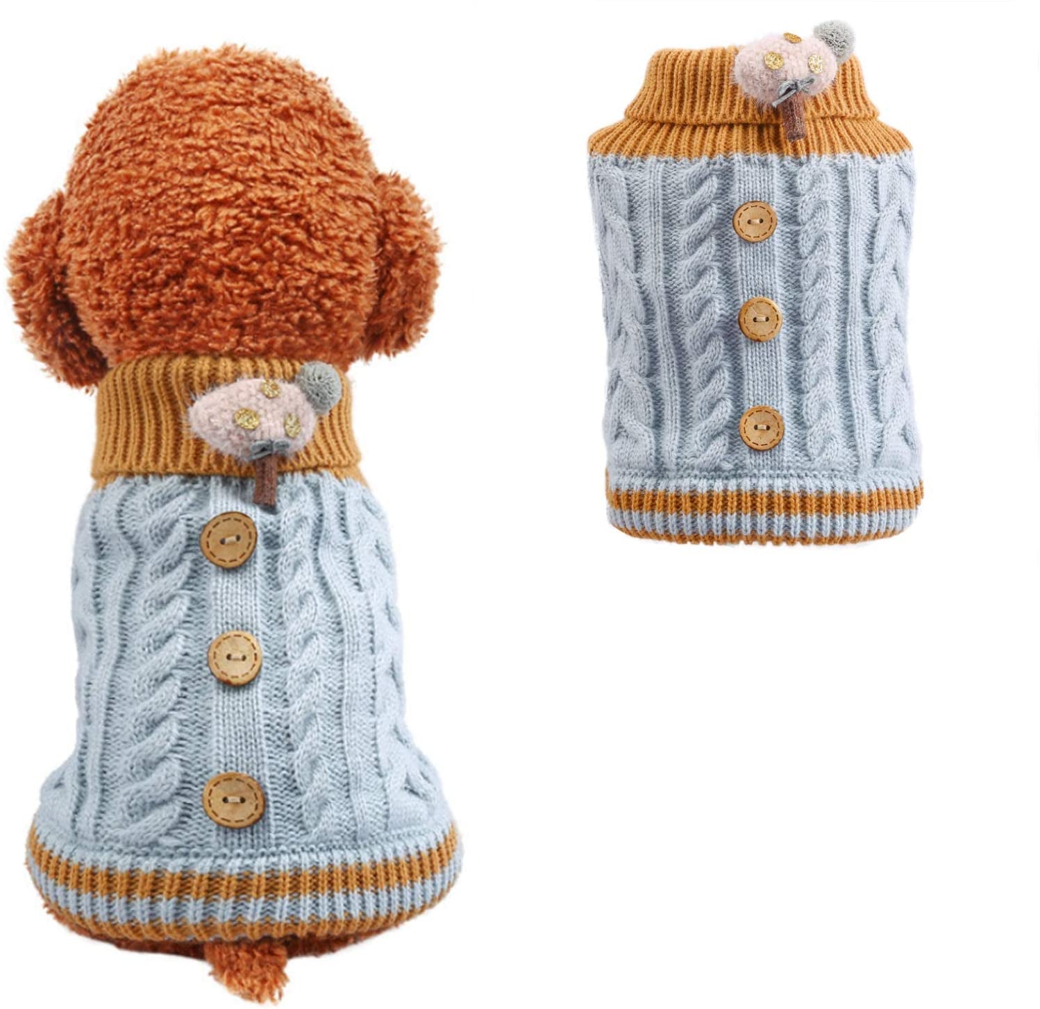 Dog Sweater Cute Classic Buttons Knitted Girls Winter Coat Keep Warm for Small Dogs Cold Weather,Pink,S Animals & Pet Supplies > Pet Supplies > Dog Supplies > Dog Apparel Teduola Blue Medium 