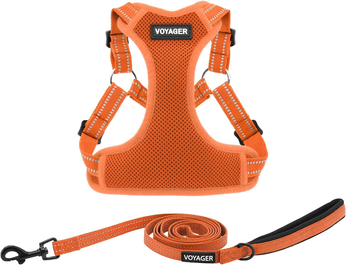 Best Pet Supplies Voyager Adjustable Dog Harness with Reflective Stripes for Walking, Jogging, Heavy-Duty Full Body No Pull Vest with Leash D-Ring, Breathable All-Weather - Harness (Red), M Animals & Pet Supplies > Pet Supplies > Dog Supplies > Dog Apparel Best Pet Supplies, Inc. Orange (Leash Bundle) S (Chest: 15 - 18") 