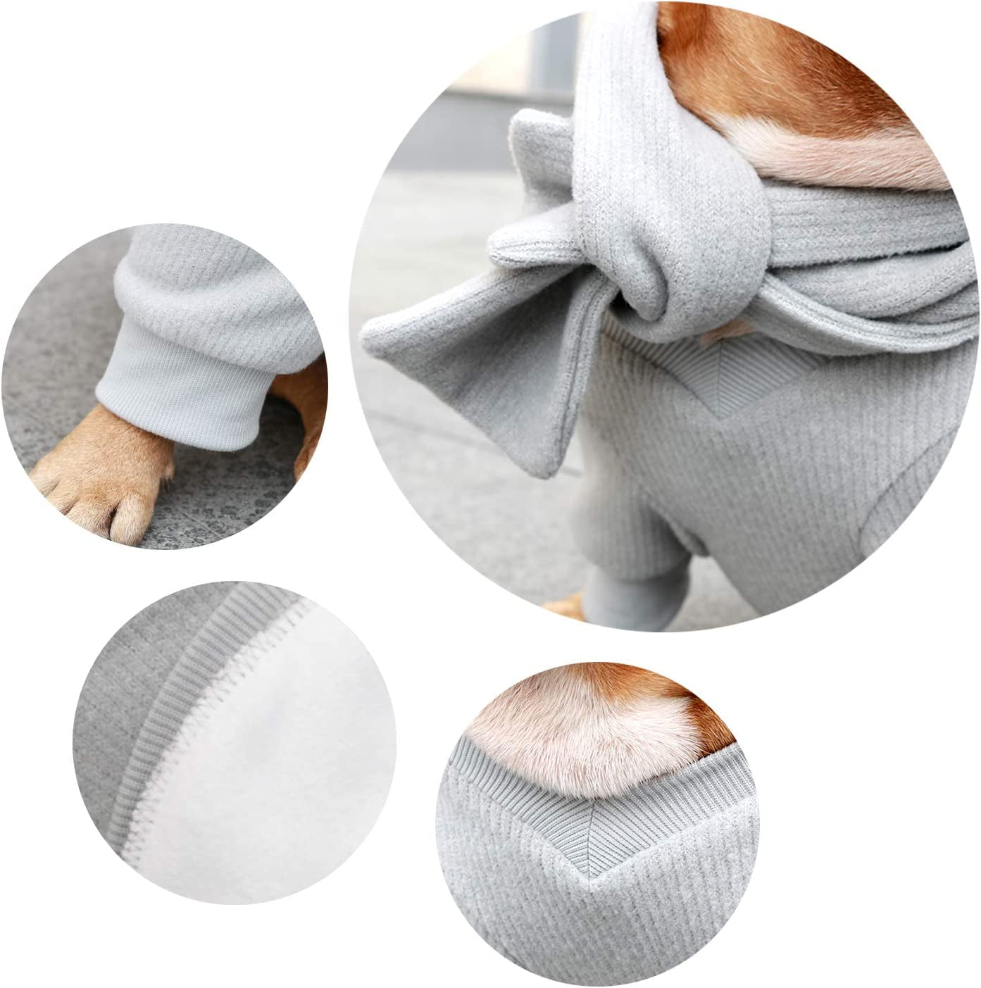 Ichoue Pet Dog Knitted Sweater with Matching Scarf Knitwear Winter Warm Clothes Cold Weather Coat for French Bulldog Pug Boston Terrier - Grey/Large Animals & Pet Supplies > Pet Supplies > Dog Supplies > Dog Apparel iChoue   