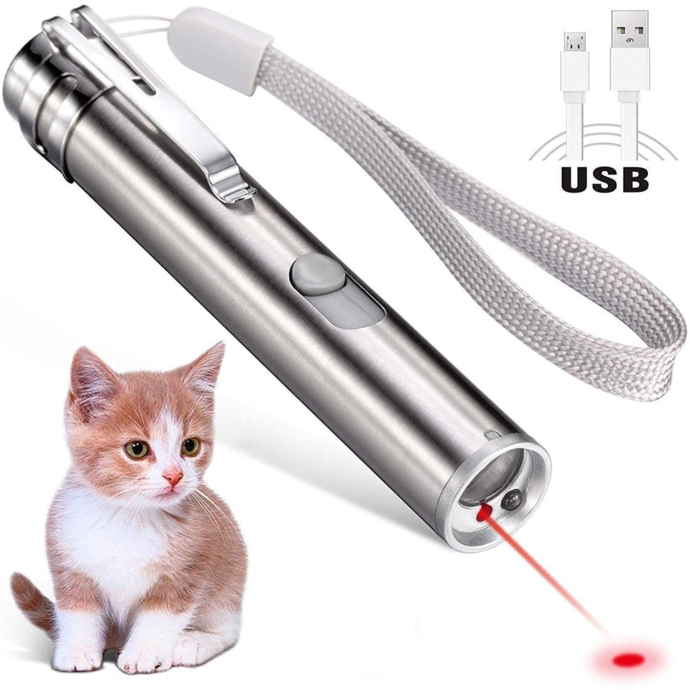 Laser Pointer for Cats USB Rechargeable, Cat Dog Interactive Lazer Toy, Pet Training Exercise Chaser Tool, 3 Mode - Red Light LED Flashlight UV Light with a Squeaky Mouse Animals & Pet Supplies > Pet Supplies > Cat Supplies > Cat Toys GLiving   