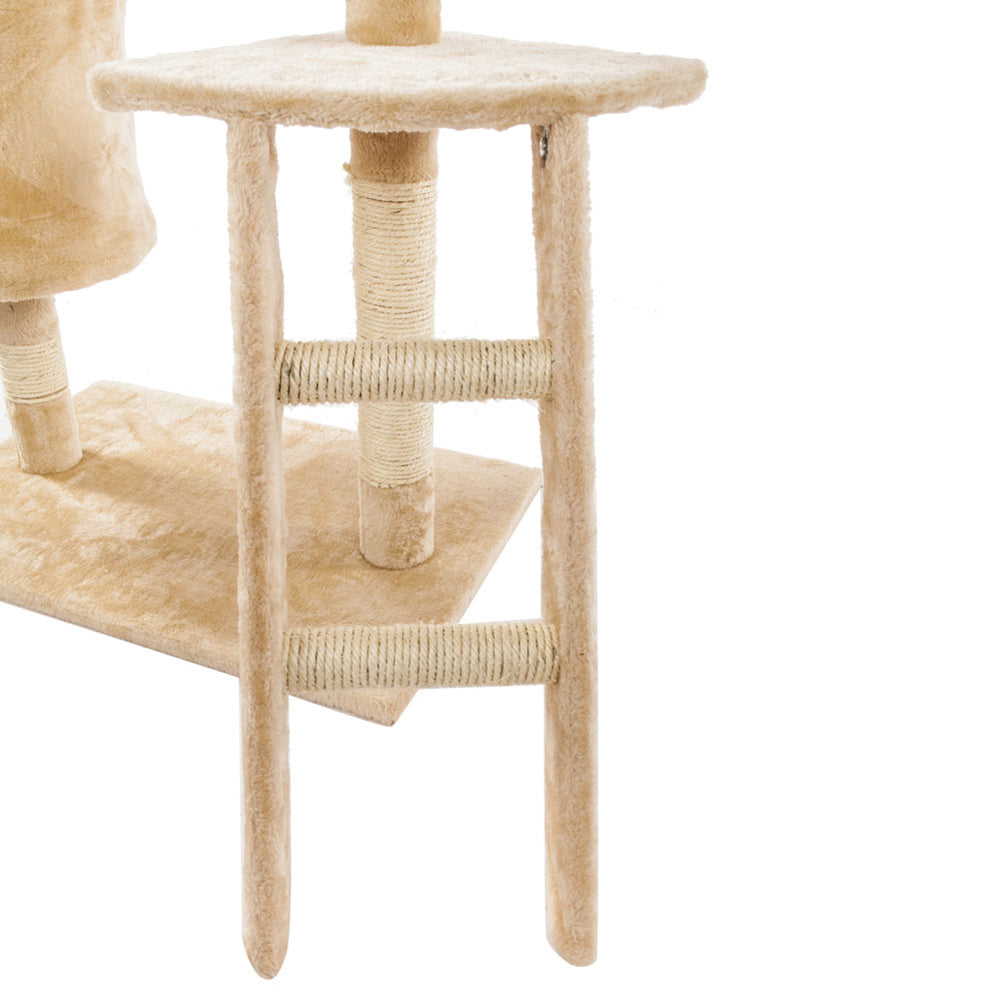 Nitouy 60" Cat Toys Tree Cat Activity Tree Climb Tower Play House Condo Furniture for Small and Medium Cat Beige