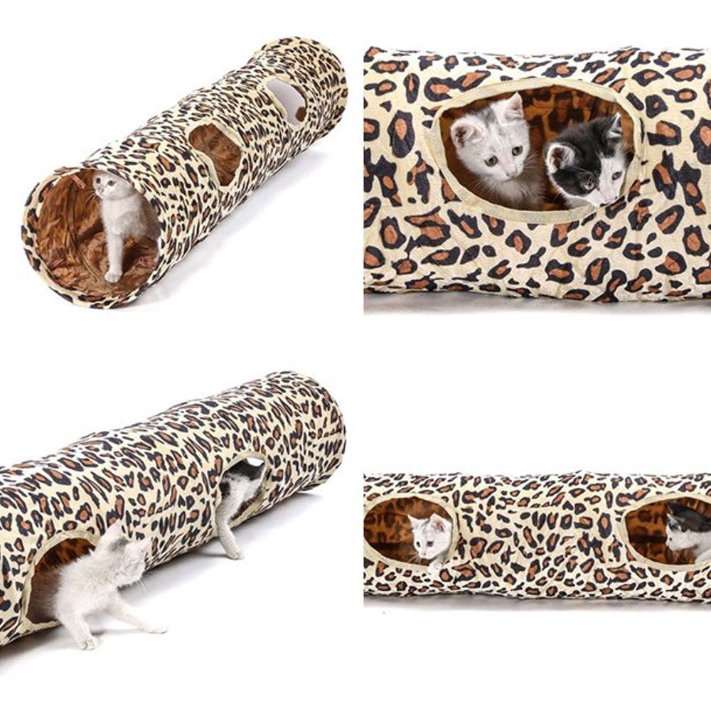 Carkira Cat Tunnel Toy Foldable Leopard Tunnel Pet Toy with Funny Cat Ball Animals & Pet Supplies > Pet Supplies > Cat Supplies > Cat Toys Carkira   