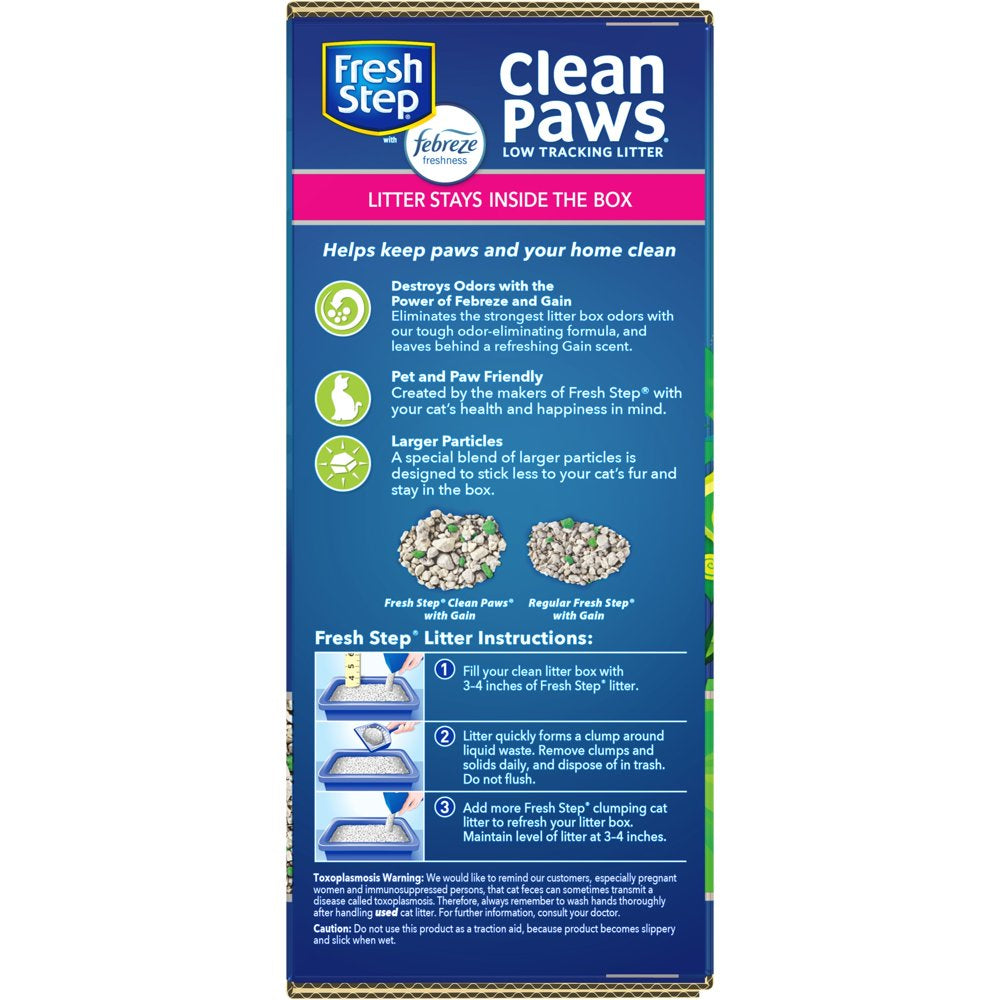 Fresh Step Clean Paws Cat Litter, Clumping Cat Litter with Febreze, Gain Sent - 22.5 Lbs Animals & Pet Supplies > Pet Supplies > Cat Supplies > Cat Litter The Clorox Company   