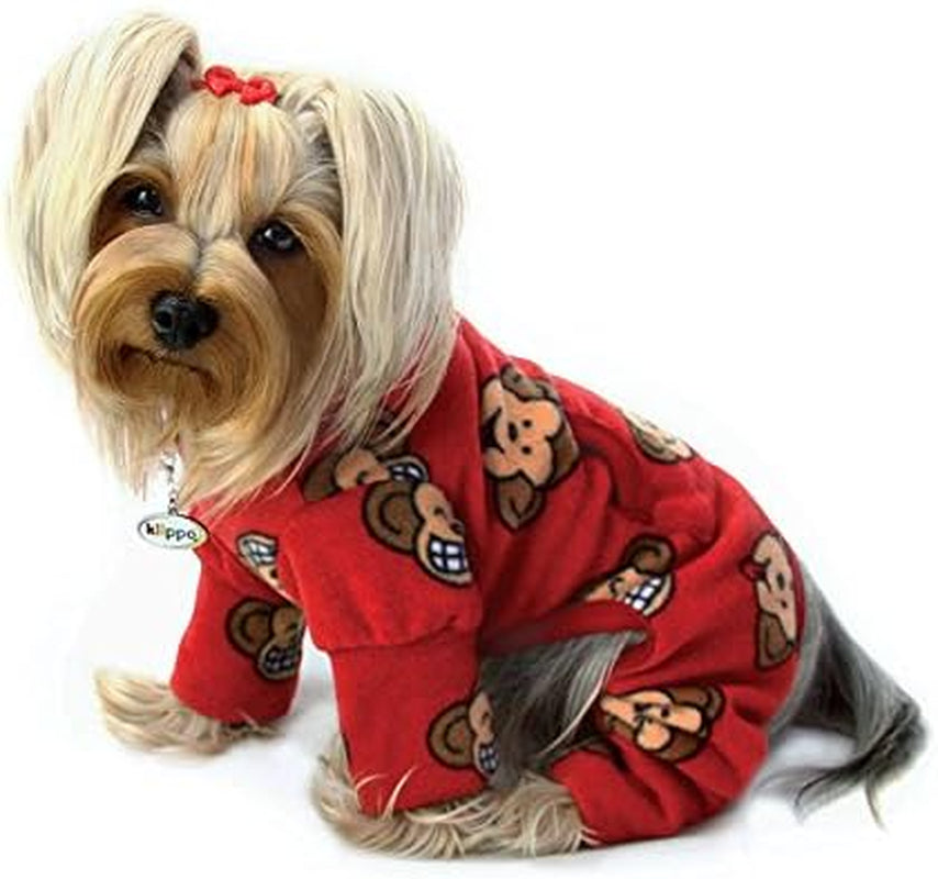 Klippo Silly Monkey Fleece Turtleneck Pajamas/Bodysuit/Loungewear/Coverall - Burgundy - X-Large Animals & Pet Supplies > Pet Supplies > Dog Supplies > Dog Apparel KLIPPO PET Medium  
