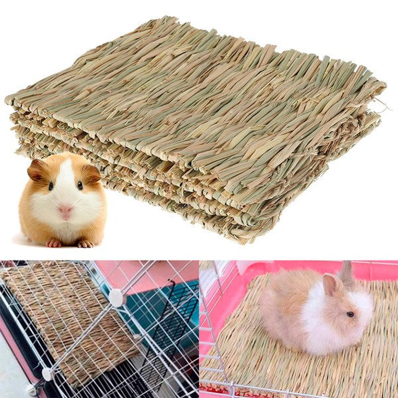 THREN 4Pack Rabbit Bunny Mat Grass Mats Natural Straw Woven Rabbits Safe & Edible Mats Cages Chew Toys Bed for Small Animal Guinea Pig Parrot Rabbit Bunny Hamster Animals & Pet Supplies > Pet Supplies > Small Animal Supplies > Small Animal Bedding THRENS   