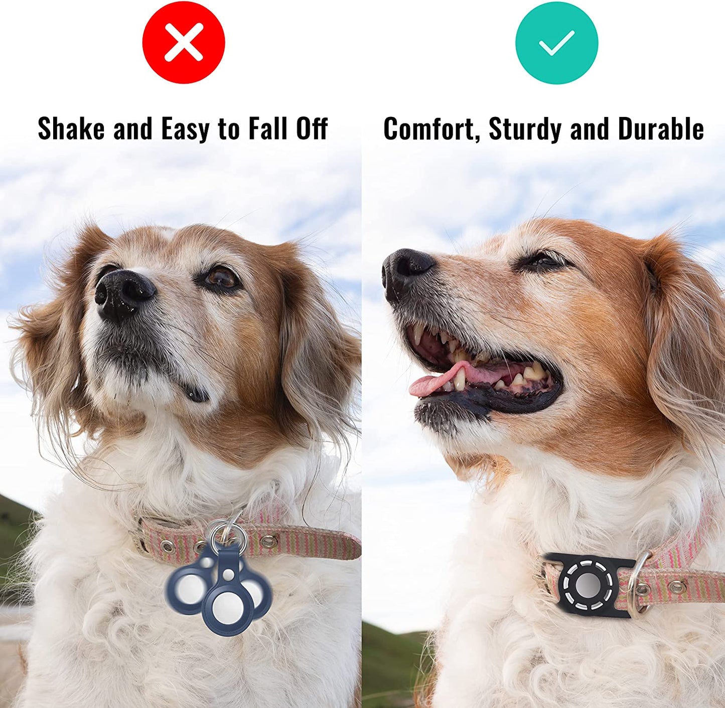 Airtag Dog Collar Holder Fit for Apple Air Tag Dog Collar Size from 0.75 to 1.2 Inch, 2 Pack Airtag Pet Collar Holder and Airbag Dog Collar Protector for Apple Airtag