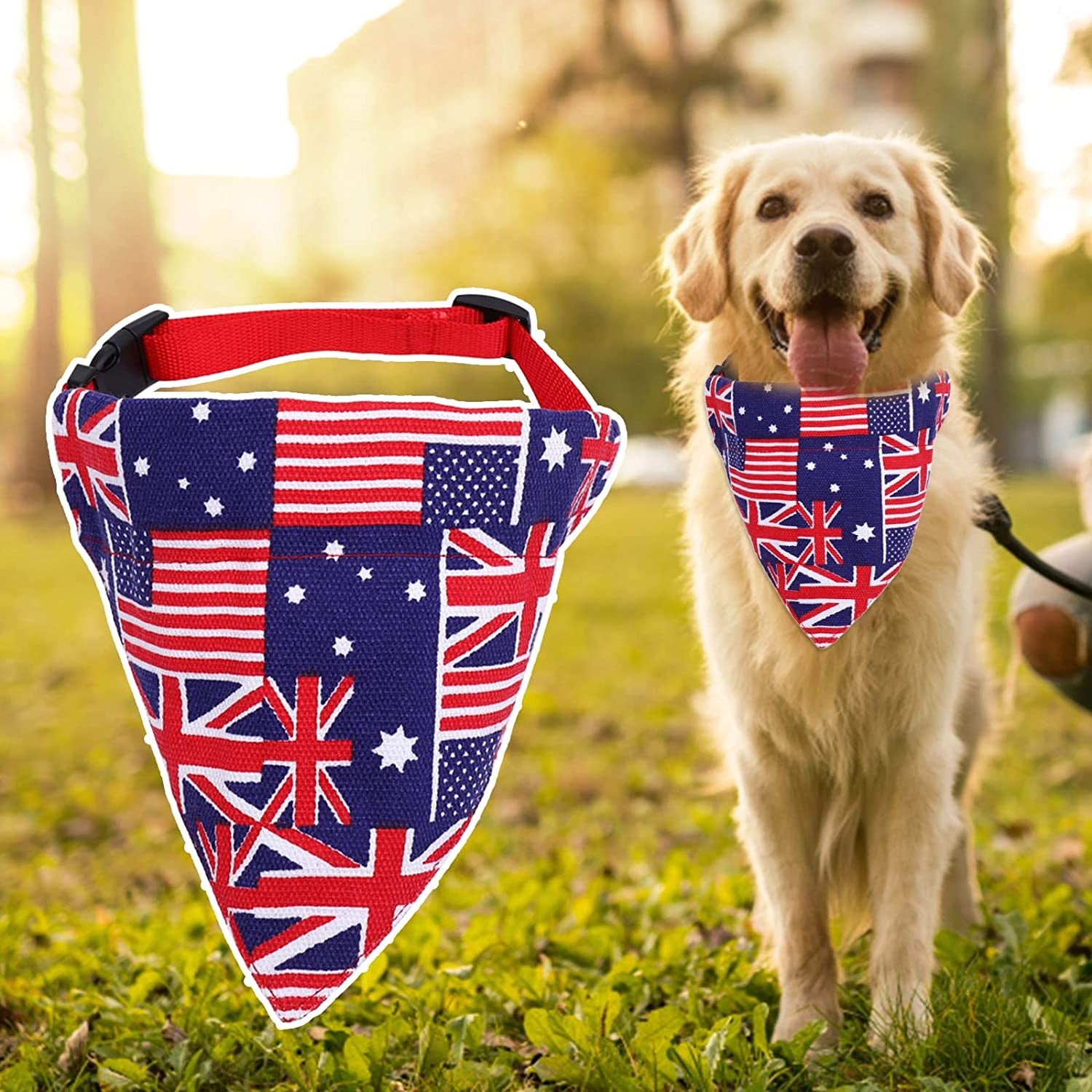 Dog Bandanas Dog Scarf Kerchief Dog Bibs Washable Independence Day Pet Bandana 1 PC USA UK Dog Bandanas Reversible Dog Bandanas Triangle Bibs Scarf for 4Th of Adjustable for Small to Large (Red, L) Animals & Pet Supplies > Pet Supplies > Dog Supplies > Dog Apparel Generic   