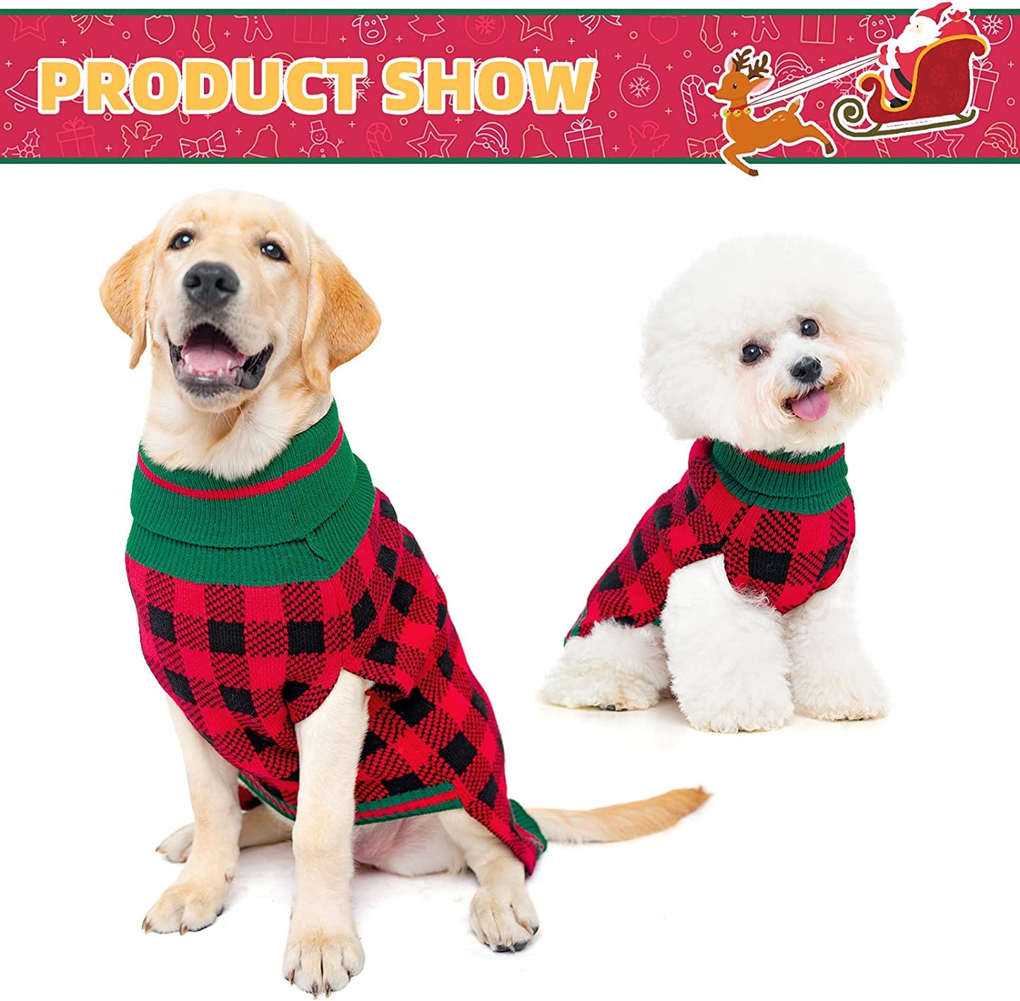 SCENEREAL Christmas Dog Sweater Lovely Warm Reindeer Shape Washable Dog Sweater Dog Appreal for Pet Winter Wearing Animals & Pet Supplies > Pet Supplies > Dog Supplies > Dog Apparel SCENEREAL   