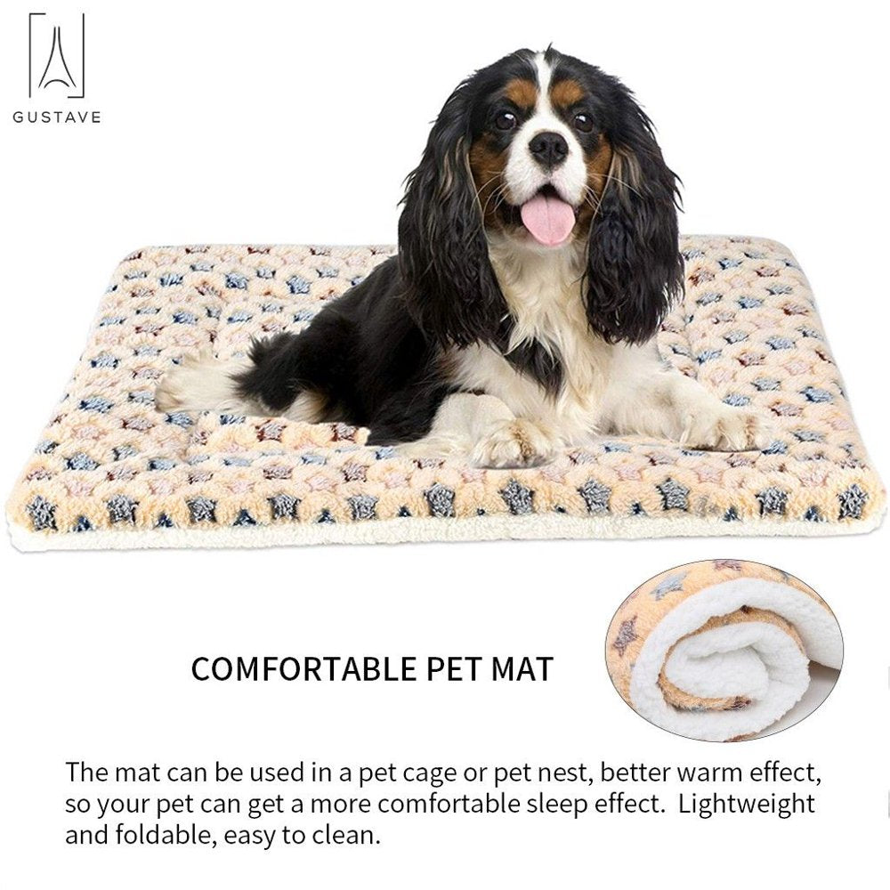 Gustavedesign Large Dog Pet Sleep Mat Soft Warm Reversible Fleece Crate Bed Mat Kennel Pad Cage Cushion for Large Small Medium Dog Cat "Yellow, S" Animals & Pet Supplies > Pet Supplies > Cat Supplies > Cat Beds Gustave   
