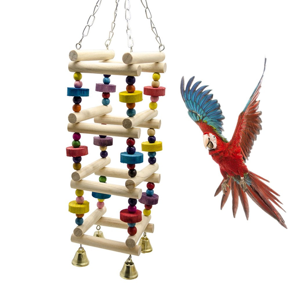 BESTYO Wooden Bird Swings Ladders Toys Parrot Chewing Climbing Stand Perch Parakeets Playground Colorful Bite Blocks Animals & Pet Supplies > Pet Supplies > Bird Supplies > Bird Ladders & Perches BESTYO   