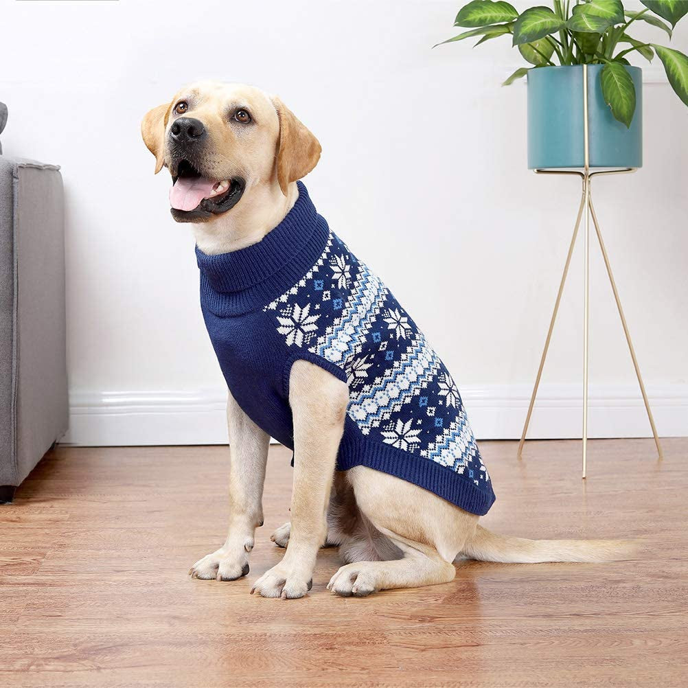 Cable Knit Dog Sweater Turtleneck, Warm & Comfortable Dog Cold Weather Clothes with Snowflake Pattern, Classic Knitwear Dog Winter Coat Outfits for Small Medium Large Dogs Animals & Pet Supplies > Pet Supplies > Dog Supplies > Dog Apparel KOOLTAIL   